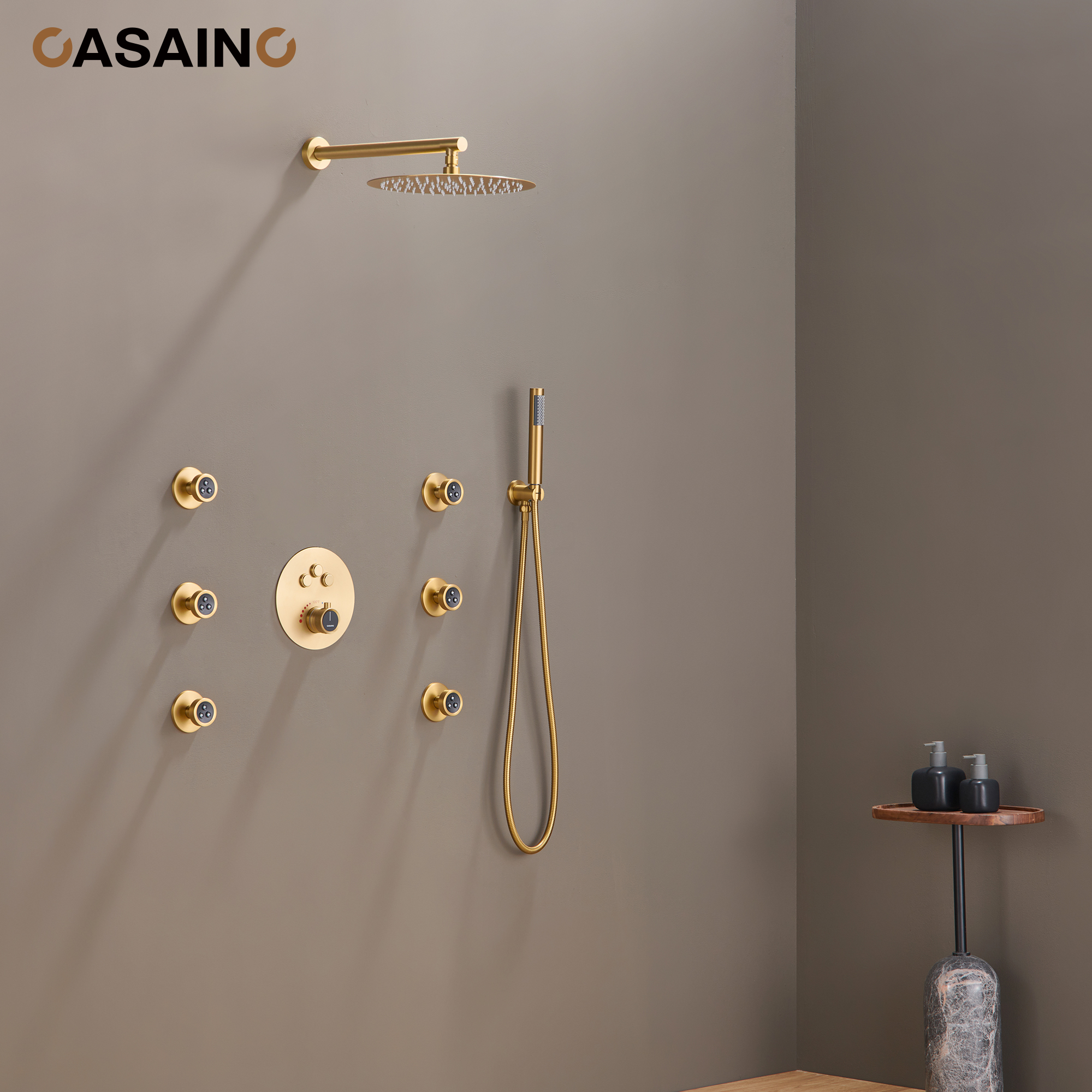 Push-Button Control High Quality Luxury Showerhead 12-Inch Thermostatic Rainfall Shower System