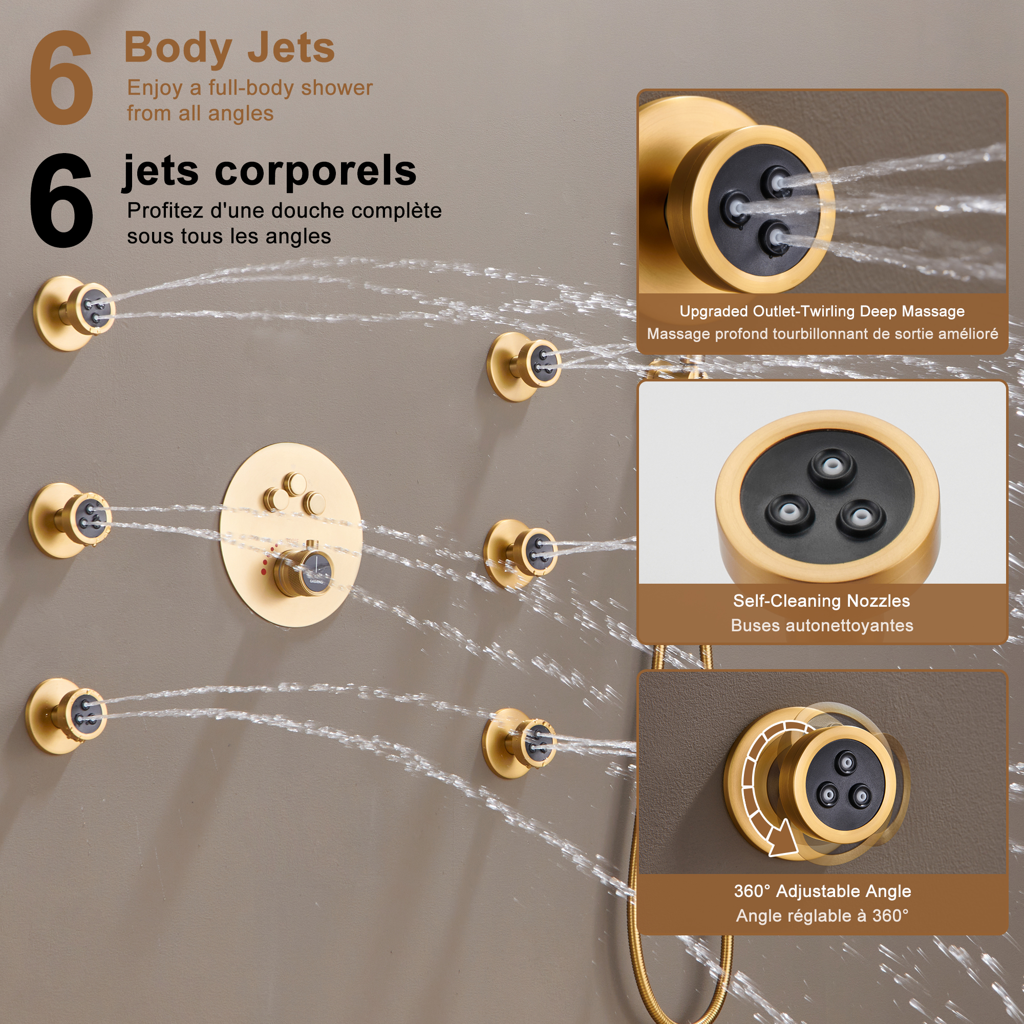 Push-Button Control High Quality Luxury Showerhead 12-Inch Thermostatic Rainfall Shower System