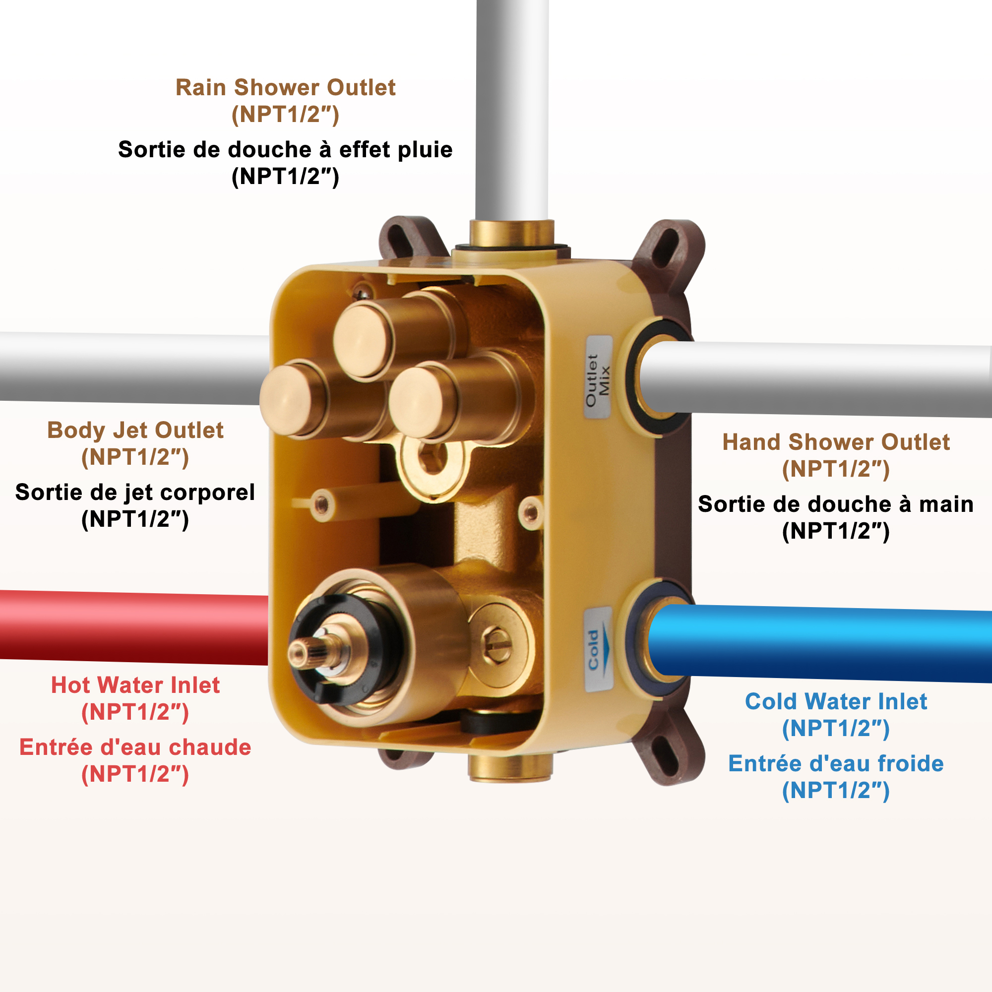 Push-Button Control High Quality Luxury Showerhead 12-Inch Thermostatic Rainfall Shower System