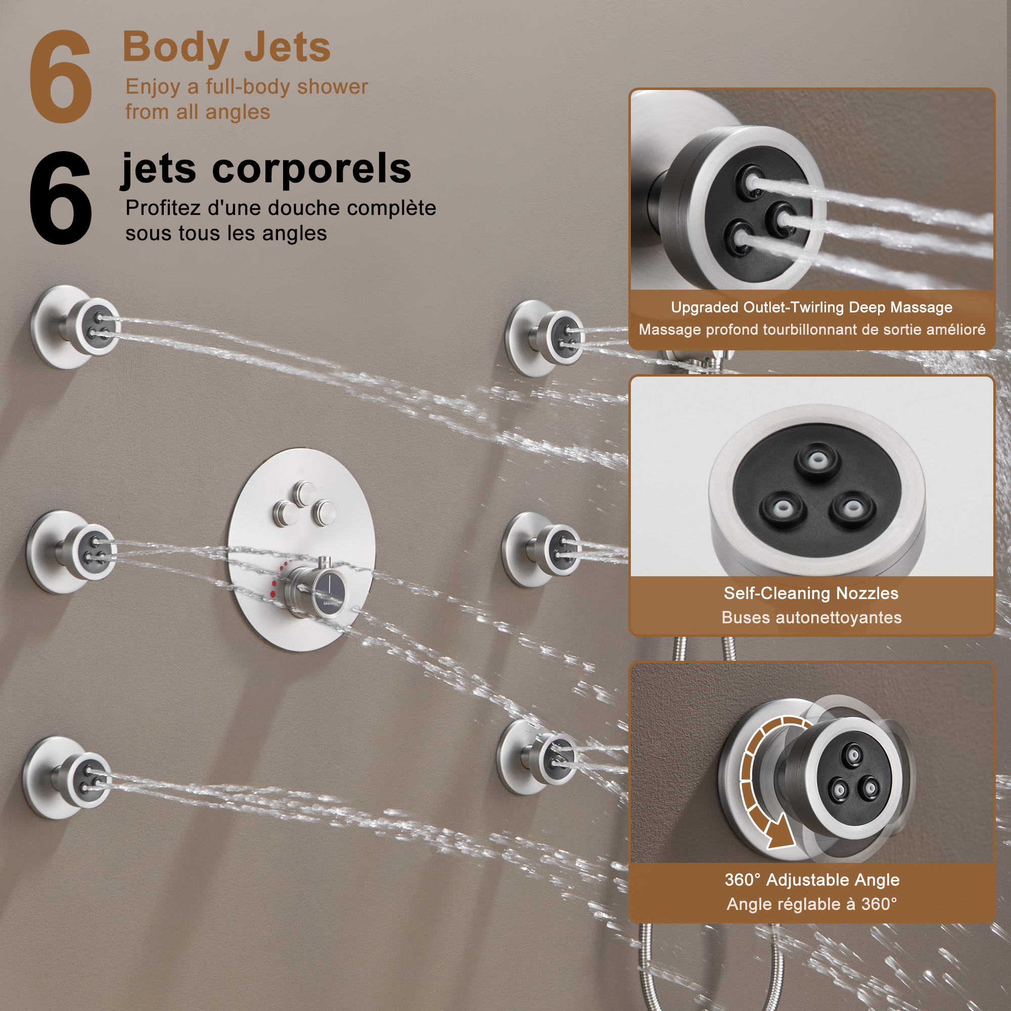 Push-Button Control High Quality Luxury Showerhead 12-Inch Thermostatic Rainfall Shower System