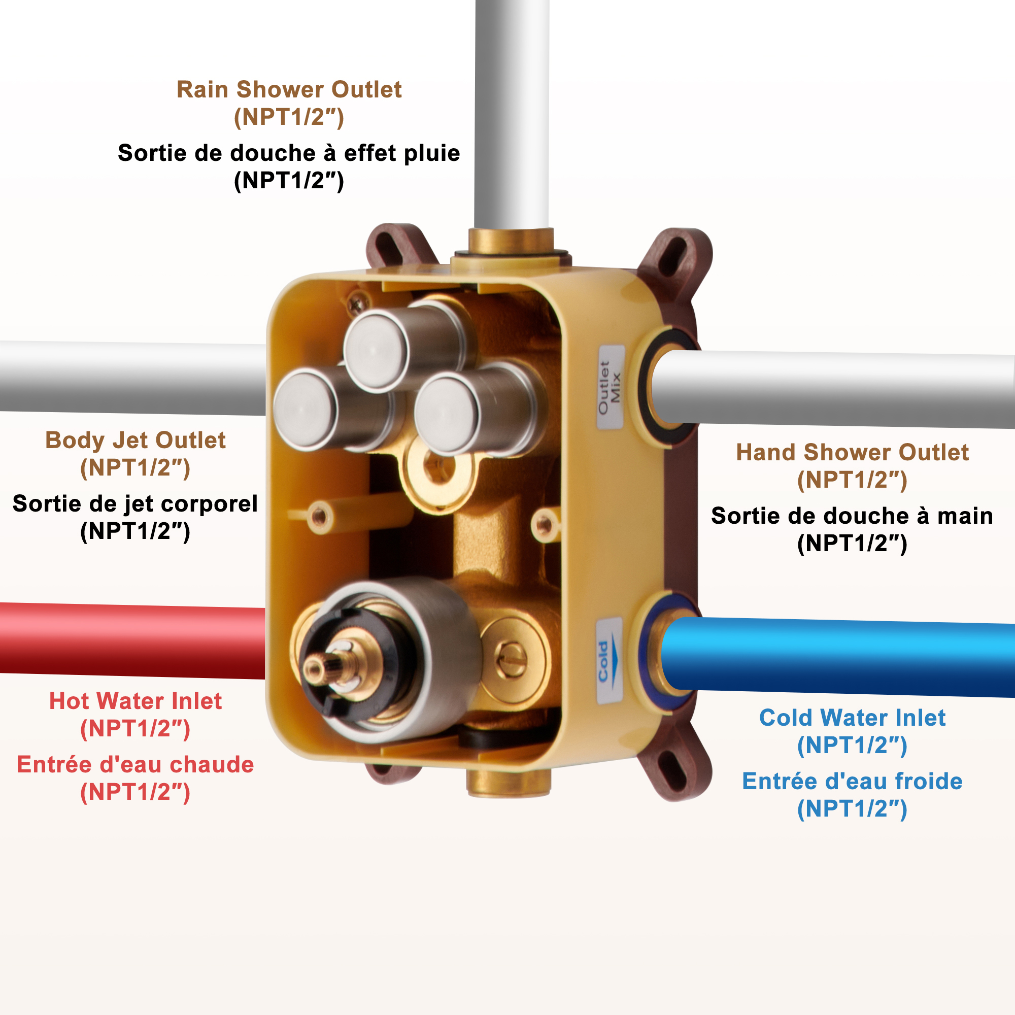 Push-Button Control High Quality Luxury Showerhead 12-Inch Thermostatic Rainfall Shower System