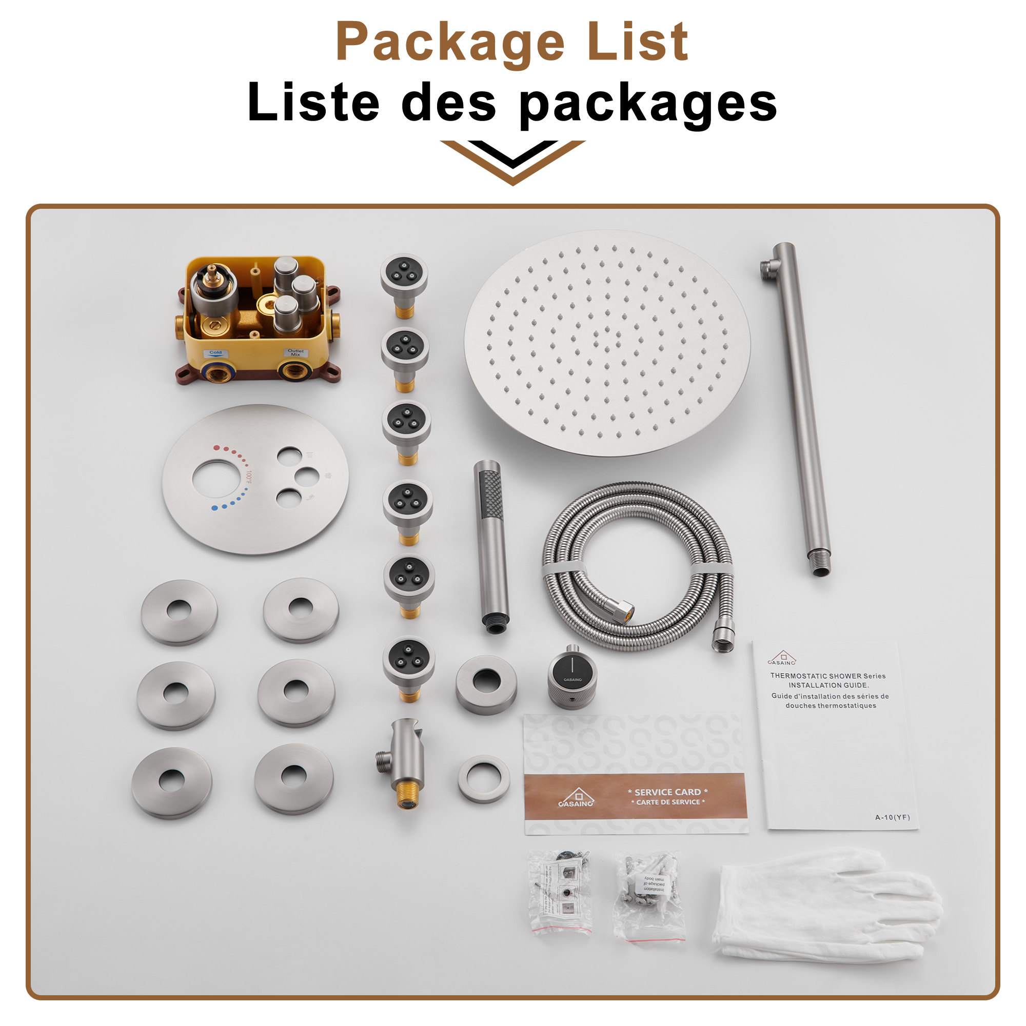 Push-Button Control High Quality Luxury Showerhead 12-Inch Thermostatic Rainfall Shower System