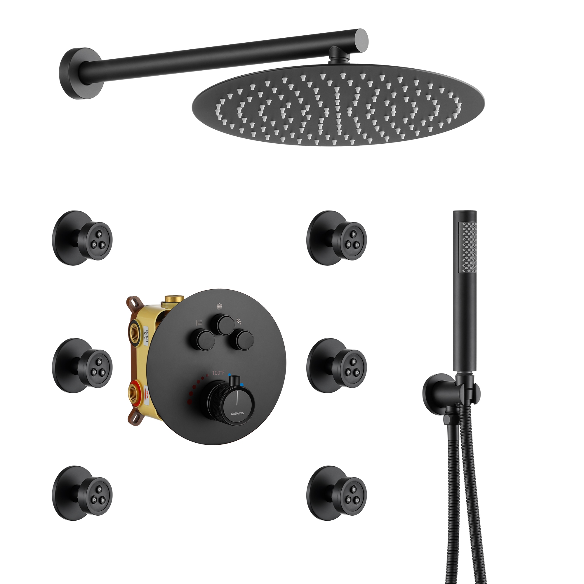 Push-Button Control High Quality Luxury Showerhead 12-Inch Thermostatic Rainfall Shower System