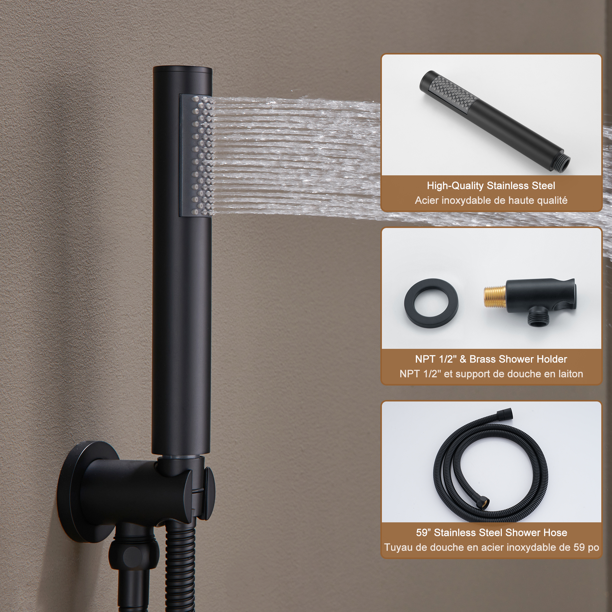 Push-Button Control High Quality Luxury Showerhead 12-Inch Thermostatic Rainfall Shower System