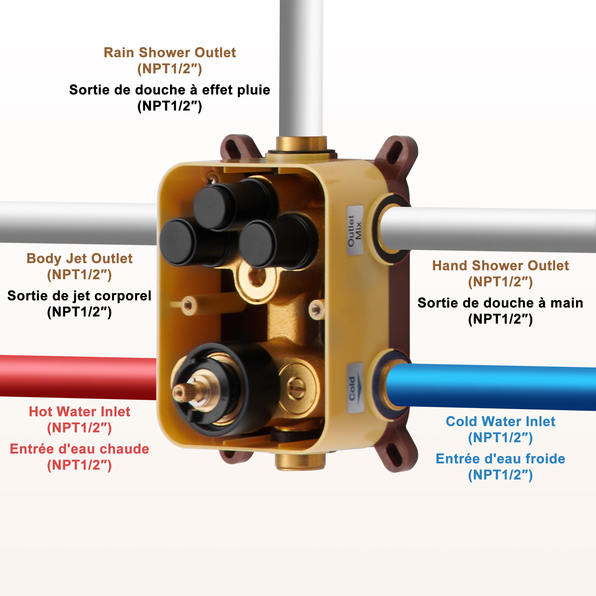 Push-Button Control High Quality Luxury Showerhead 12-Inch Thermostatic Rainfall Shower System
