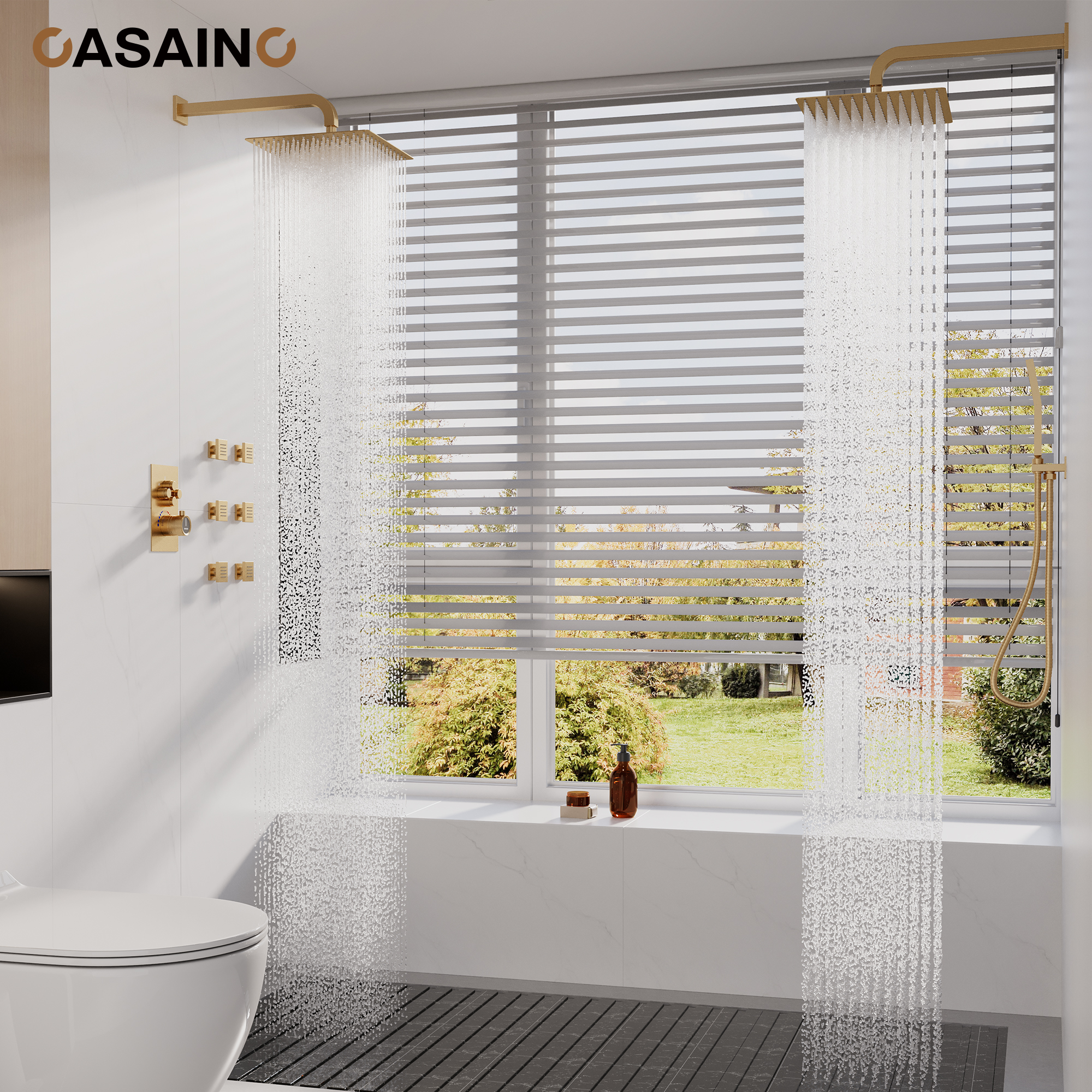 Dual Shower Head System 12-inch Rainfall Shower Deluxe Shower System