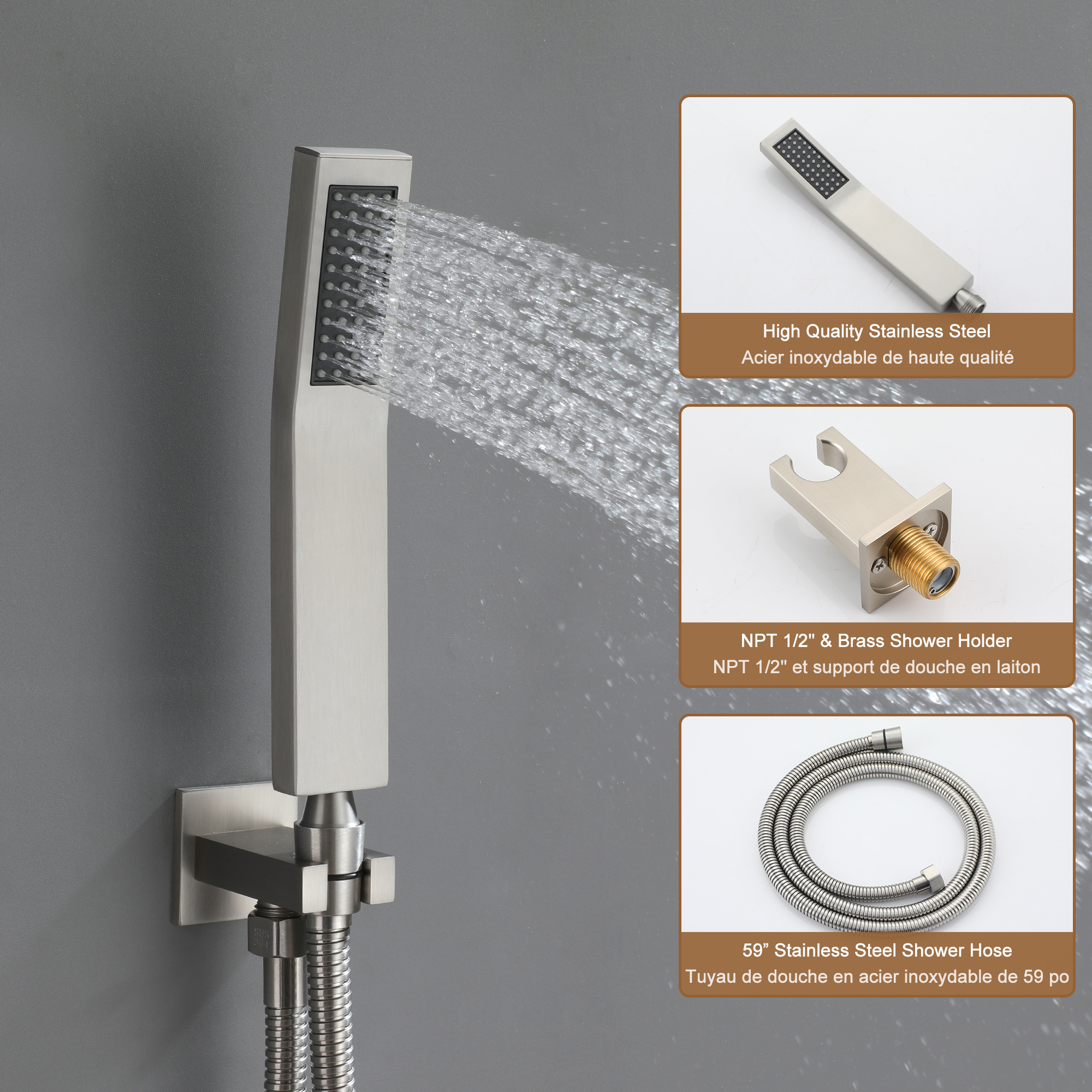 Dual Shower Head System 12-inch Rainfall Shower Deluxe Shower System