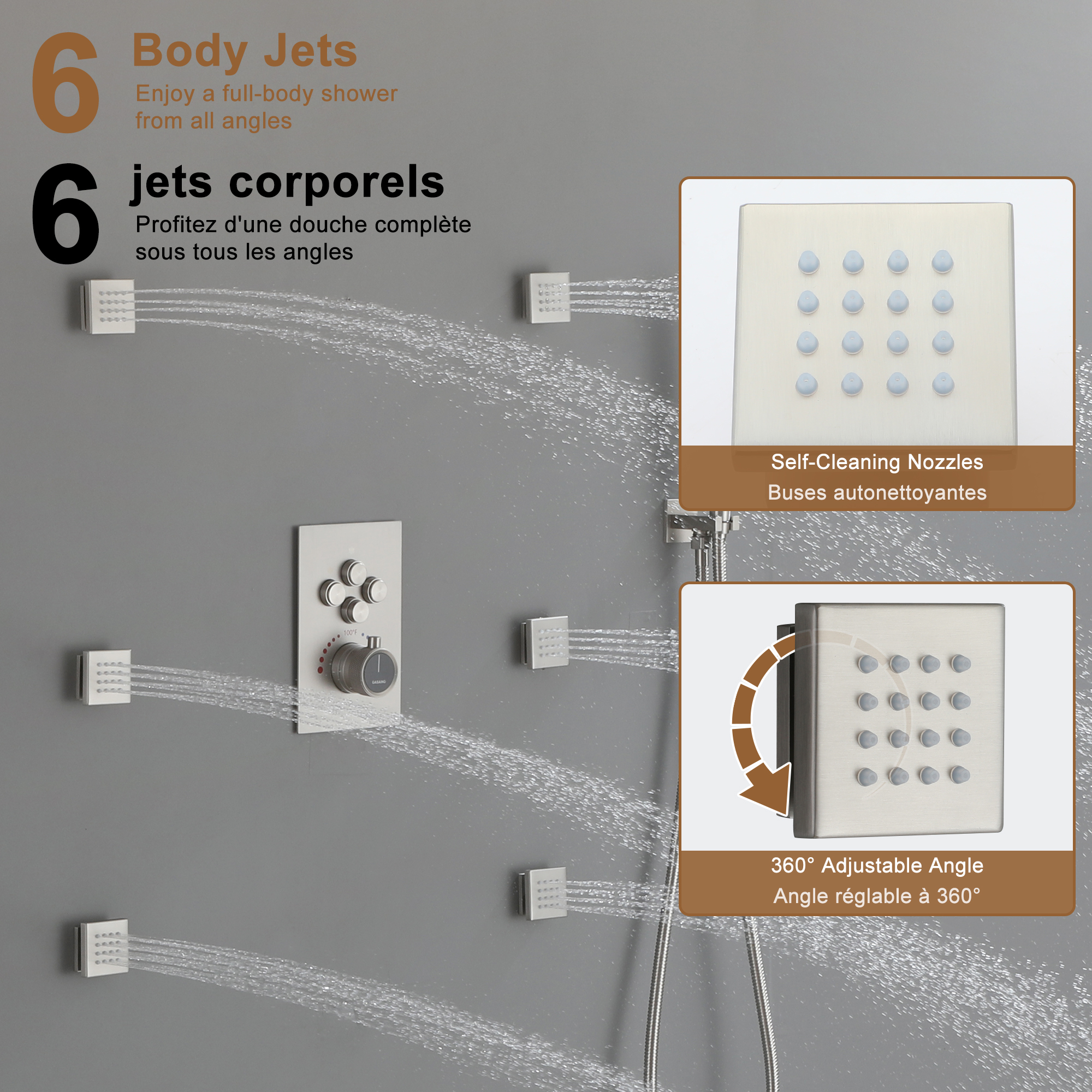 Dual Shower Head System 12-inch Rainfall Shower Deluxe Shower System