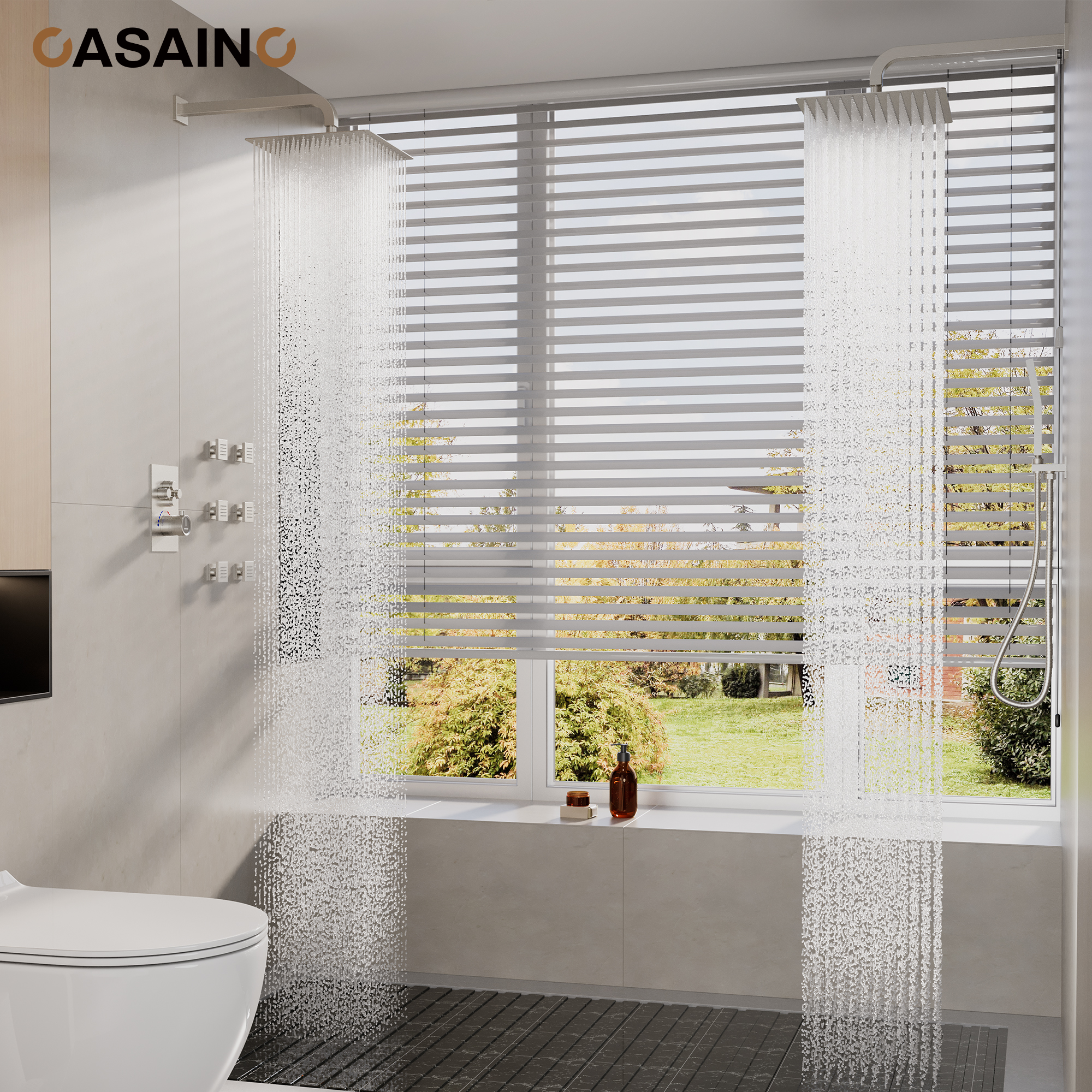 Dual Shower Head System 12-inch Rainfall Shower Deluxe Shower System