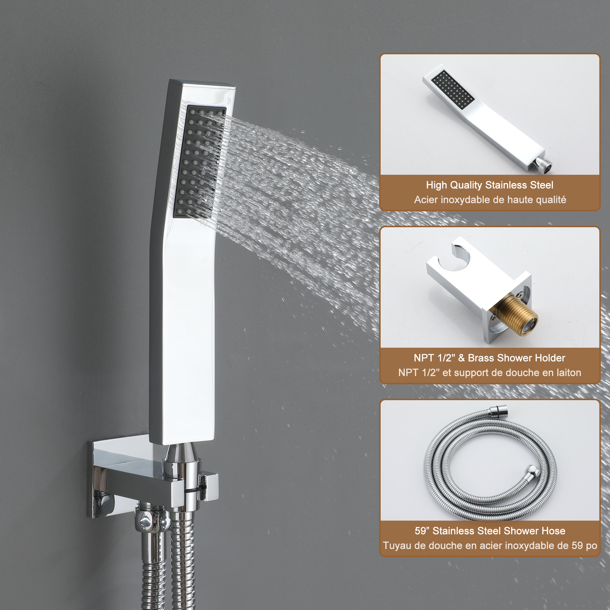 Dual Shower Head System 12-inch Rainfall Shower Deluxe Shower System