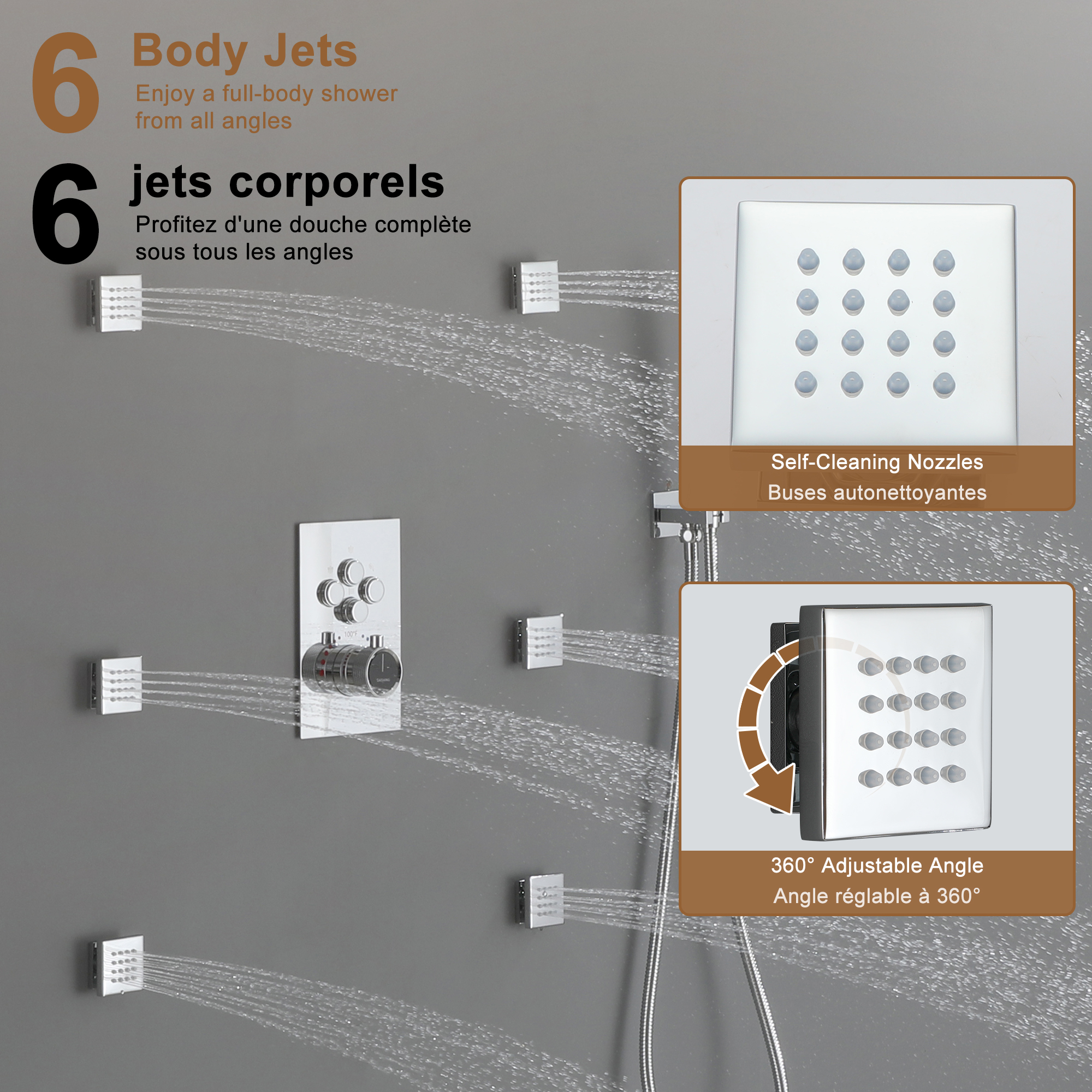 Dual Shower Head System 12-inch Rainfall Shower Deluxe Shower System