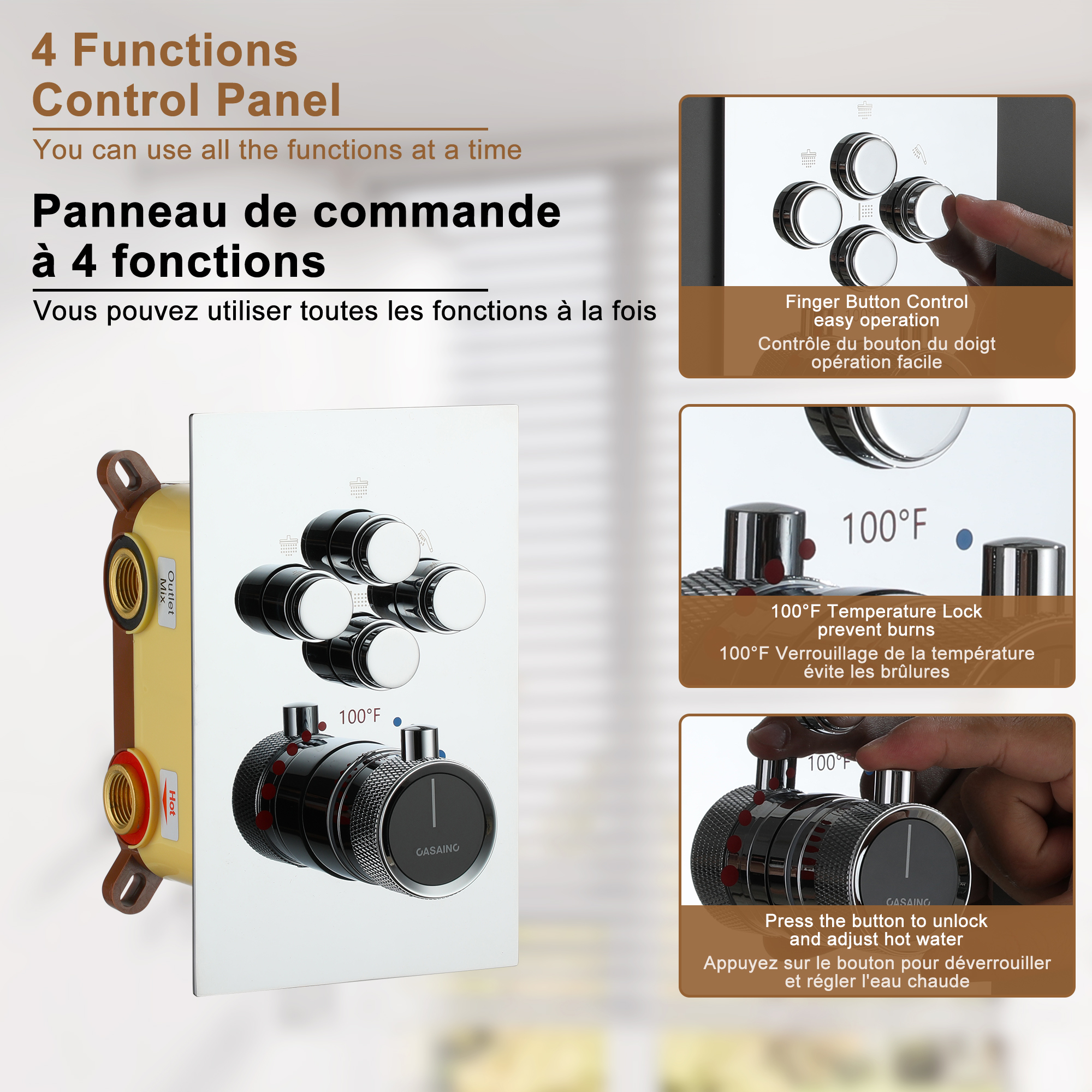 Dual Shower Head System 12-inch Rainfall Shower Deluxe Shower System