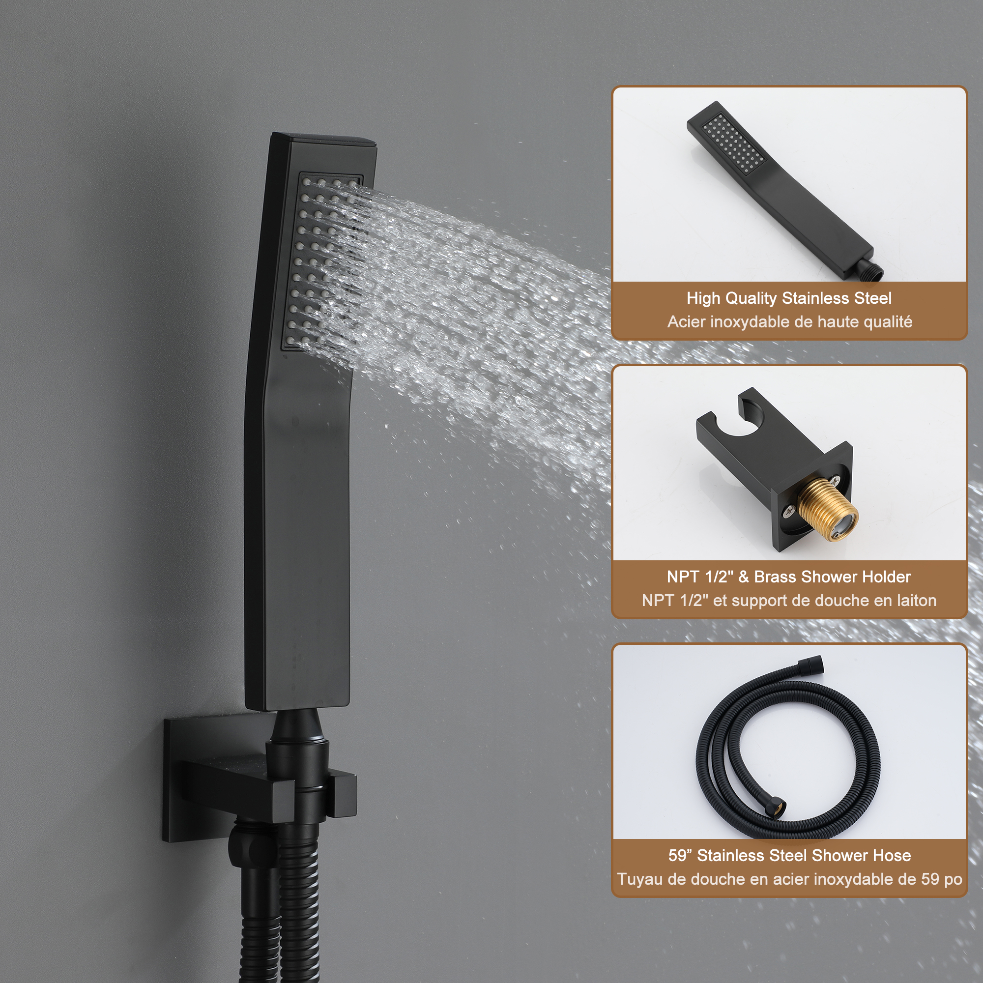 Dual Shower Head System 12-inch Rainfall Shower Deluxe Shower System