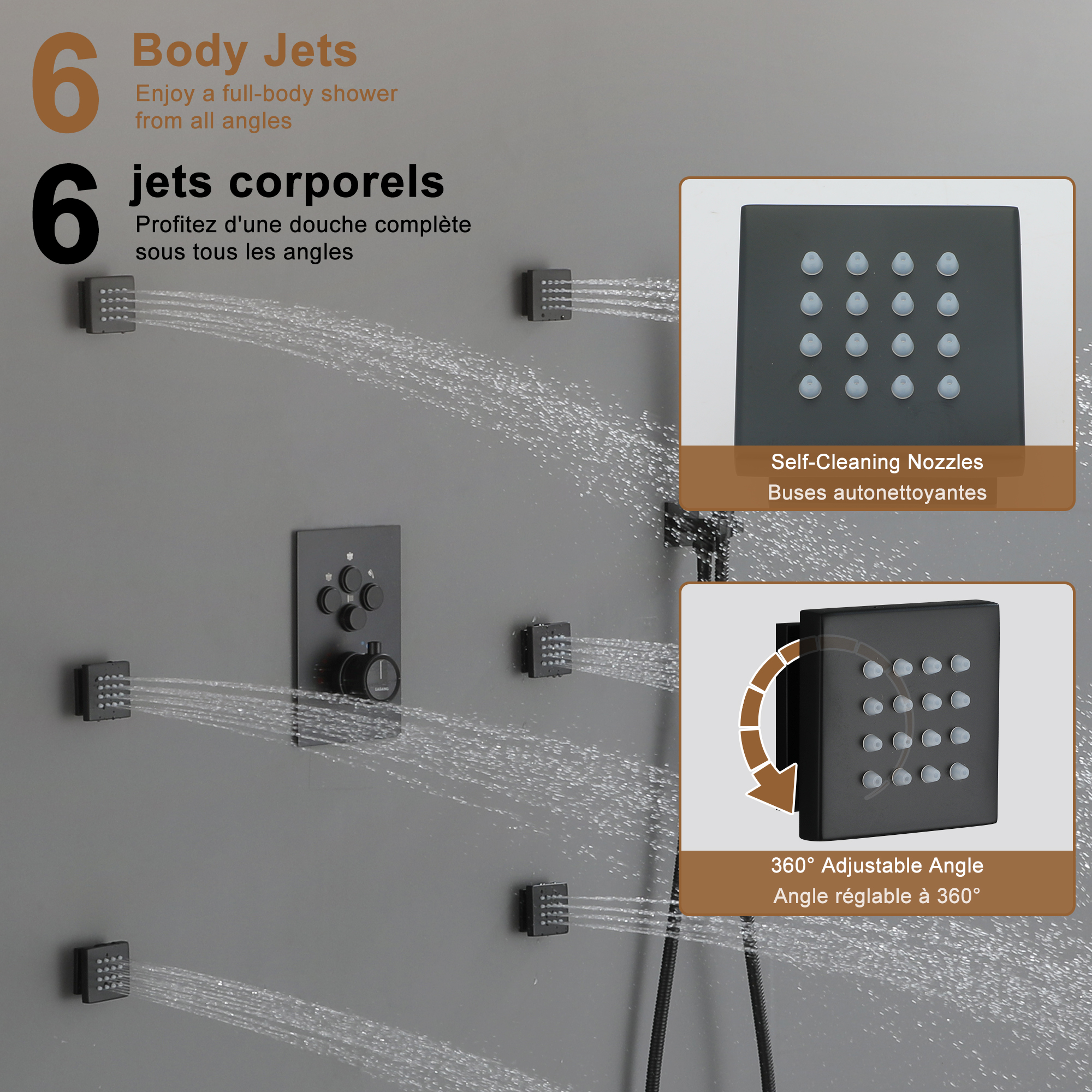 Dual Shower Head System 12-inch Rainfall Shower Deluxe Shower System