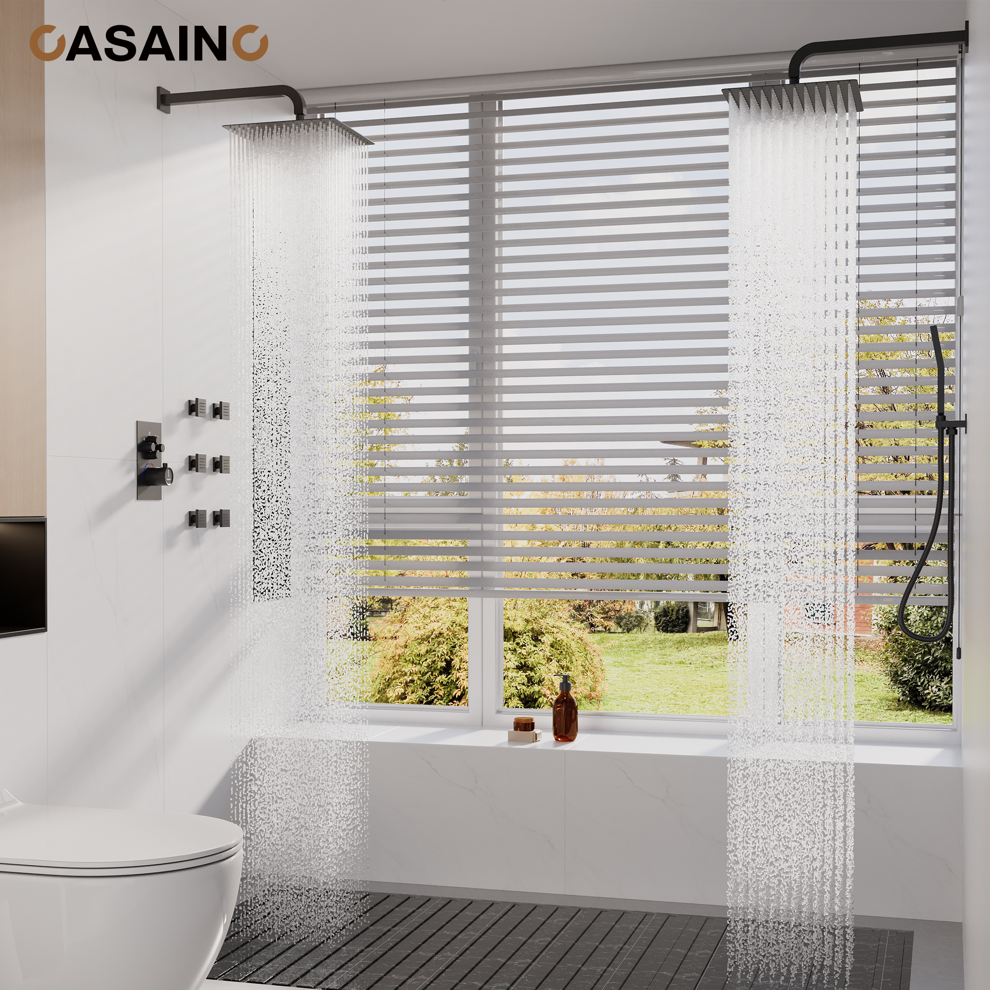 Dual Shower Head System 12-inch Rainfall Shower Deluxe Shower System