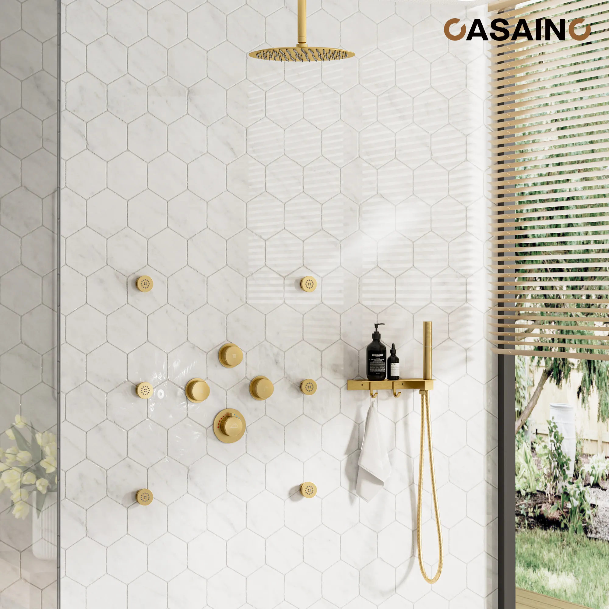 Luxury Brushed Gold Shower System