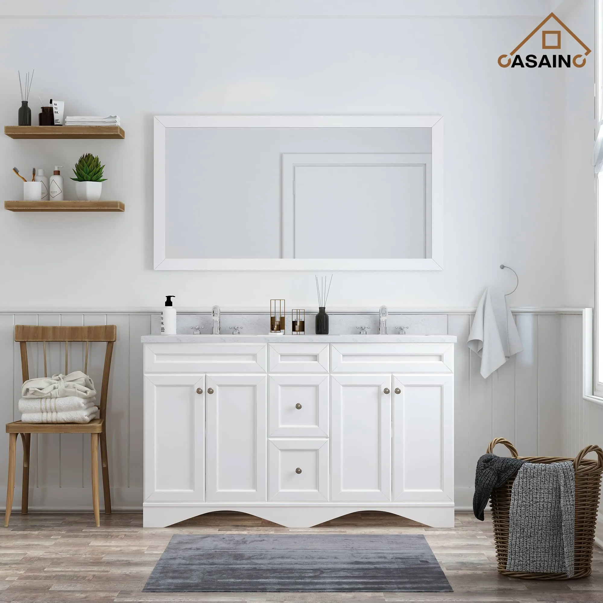 Bathroom Vanity in White with Top and Basin