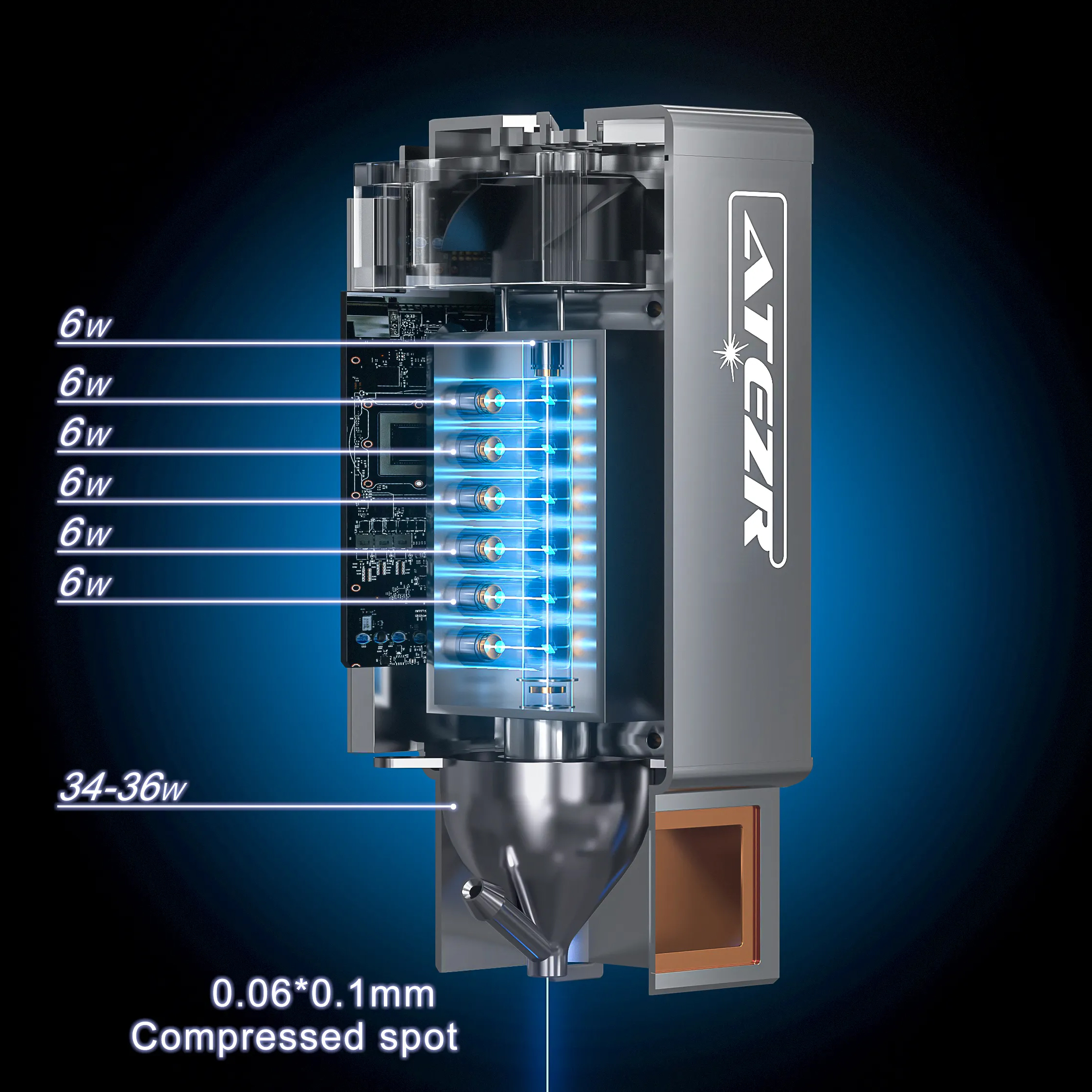 Atezr v35 plus 160w incisore laser con air assist, 35w cnc