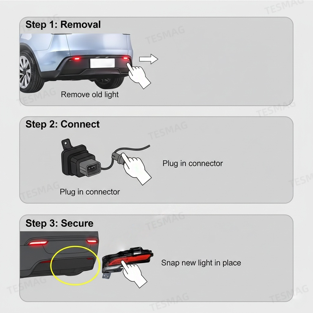 Rear Fog Light for Tesla Model Y Juniper 2025+（ OEM 1906107-00-B / 1906108-00-B）