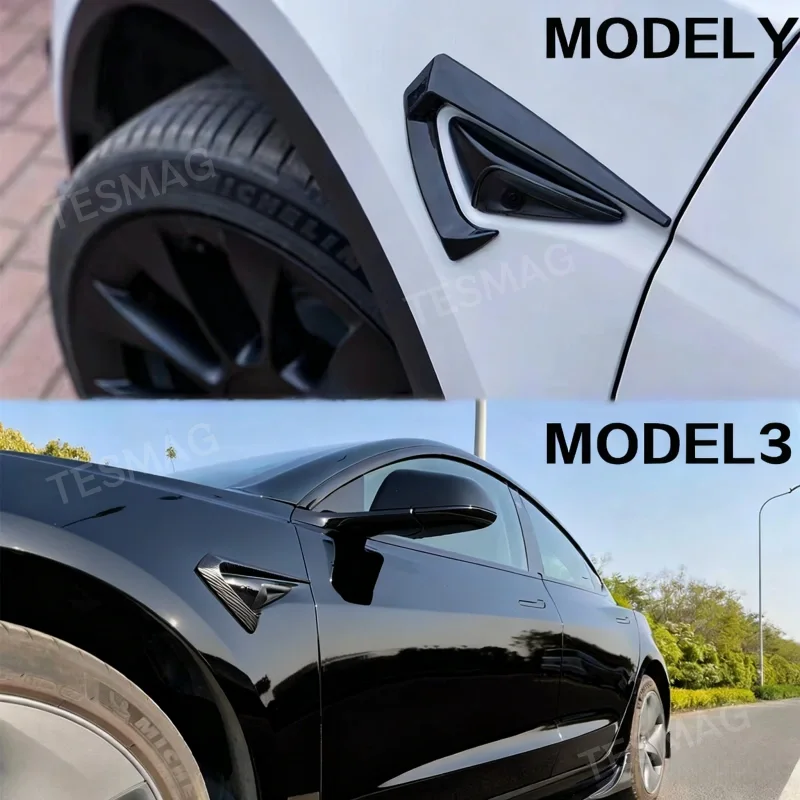 Premium ABS Tesla Side Camera Cover with Fender Vent Design for Model Y Juniper & Model 3 Highland