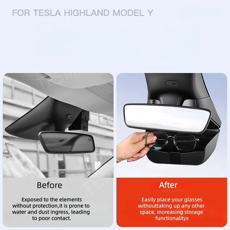 Stealth Sunglasses Holder with Integrated Storage for Tesla Model Y Juniper 2025+