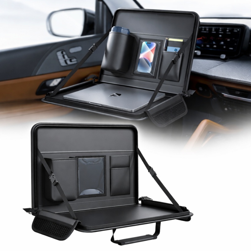 Tesla 2-in-1 Foldable Steering Wheel & Backseat Tray Organizer | Multi-Use Car Table