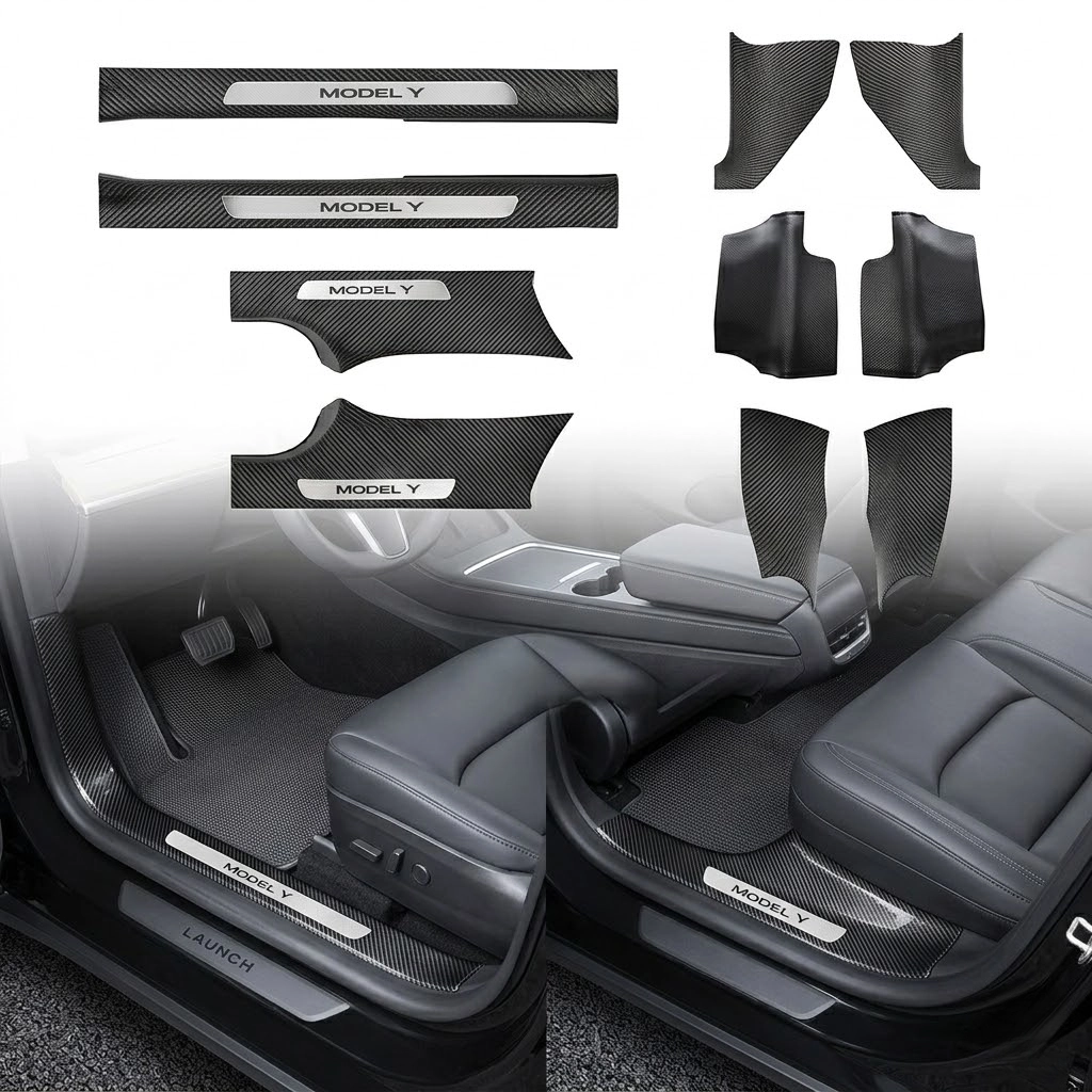 10PCS Door Sill & A/B/C Pillar Protector Set for Tesla Model Y Juniper 2025+