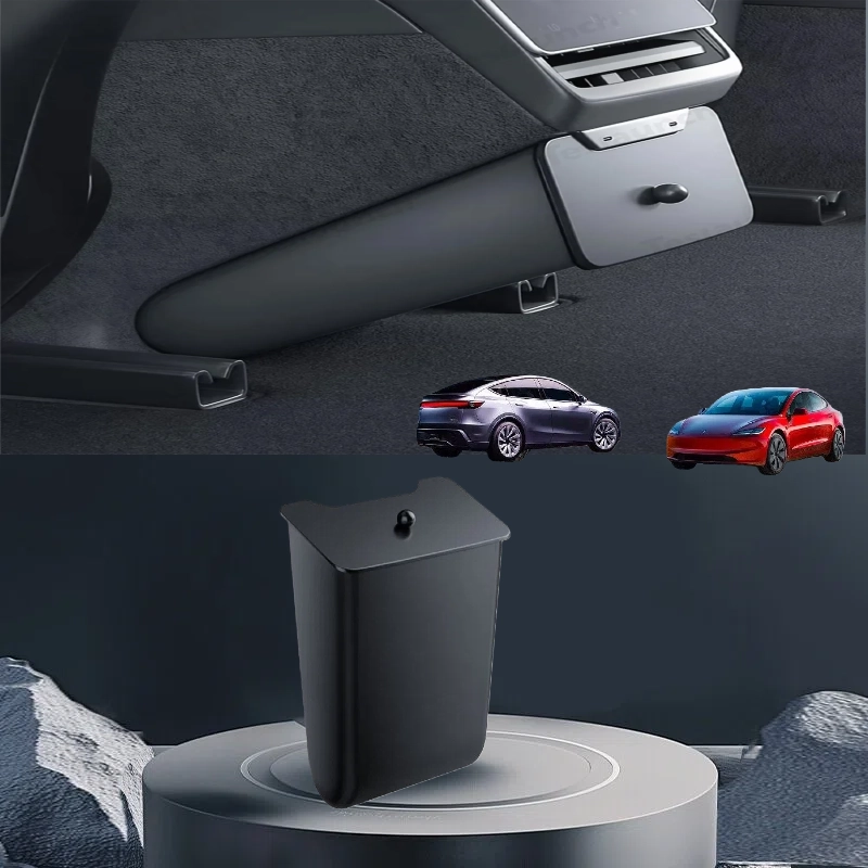 Under Seat Storage Box with Backseat Magnetic Trash Can for Tesla Model Y Juniper/ 3 Highland