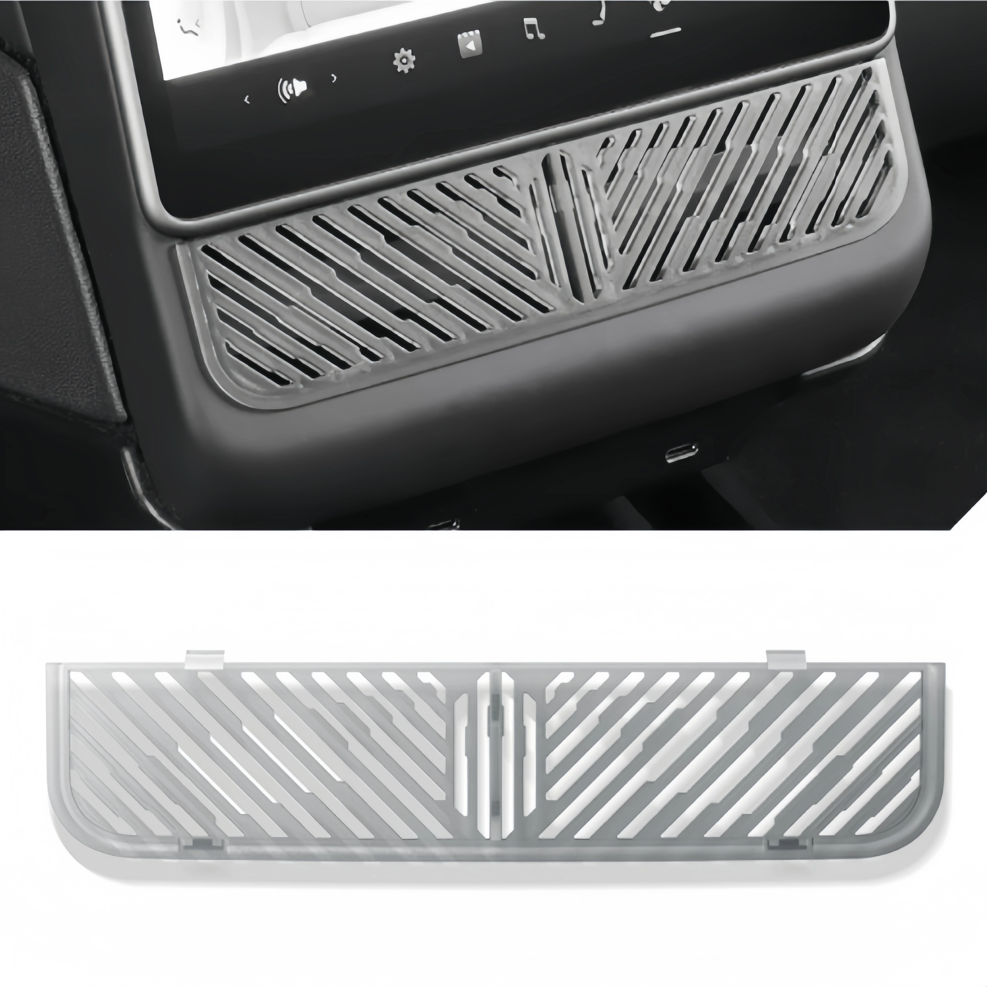 Air Vent Grille Cover Under Rear Center Console Screen for Tesla Model Y Juniper