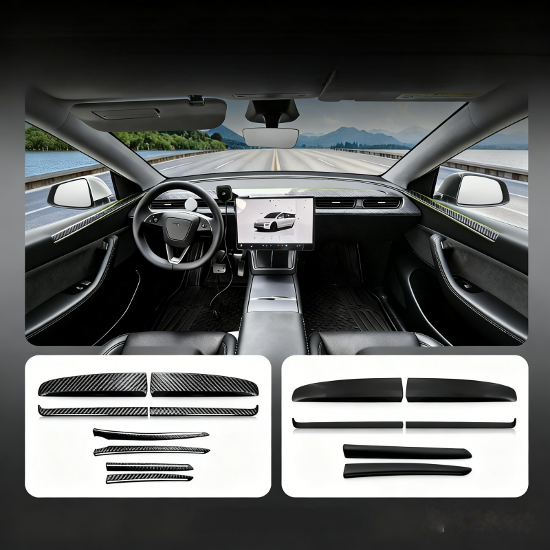 Custom Fit Interior Trim Strips for Tesla Model Y Juniper 2025+ Dashboard Door and Center Console