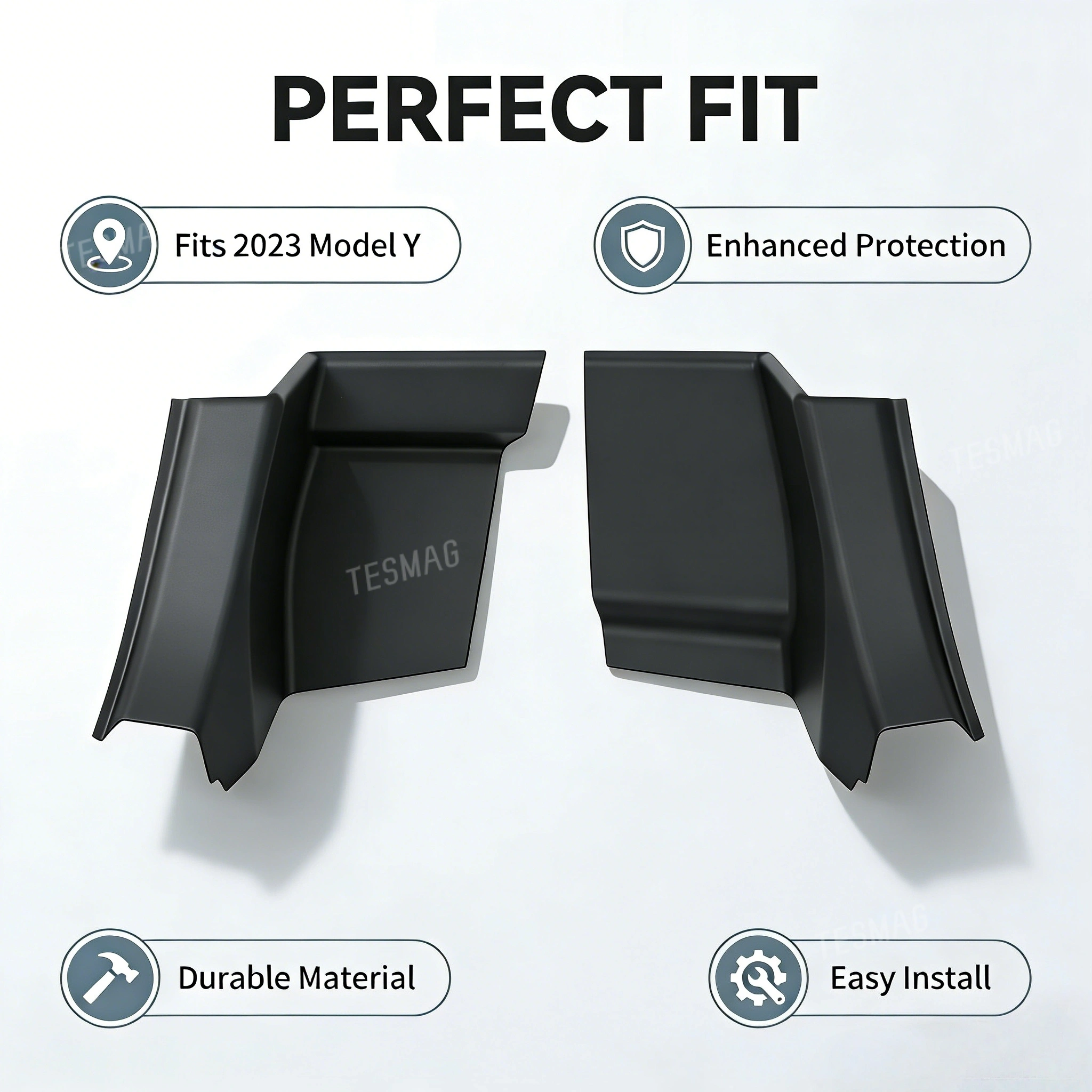 2023 Tesla Model Y Rear Trunk Side Protection Panels (2-Piece Set) - Custom Molded