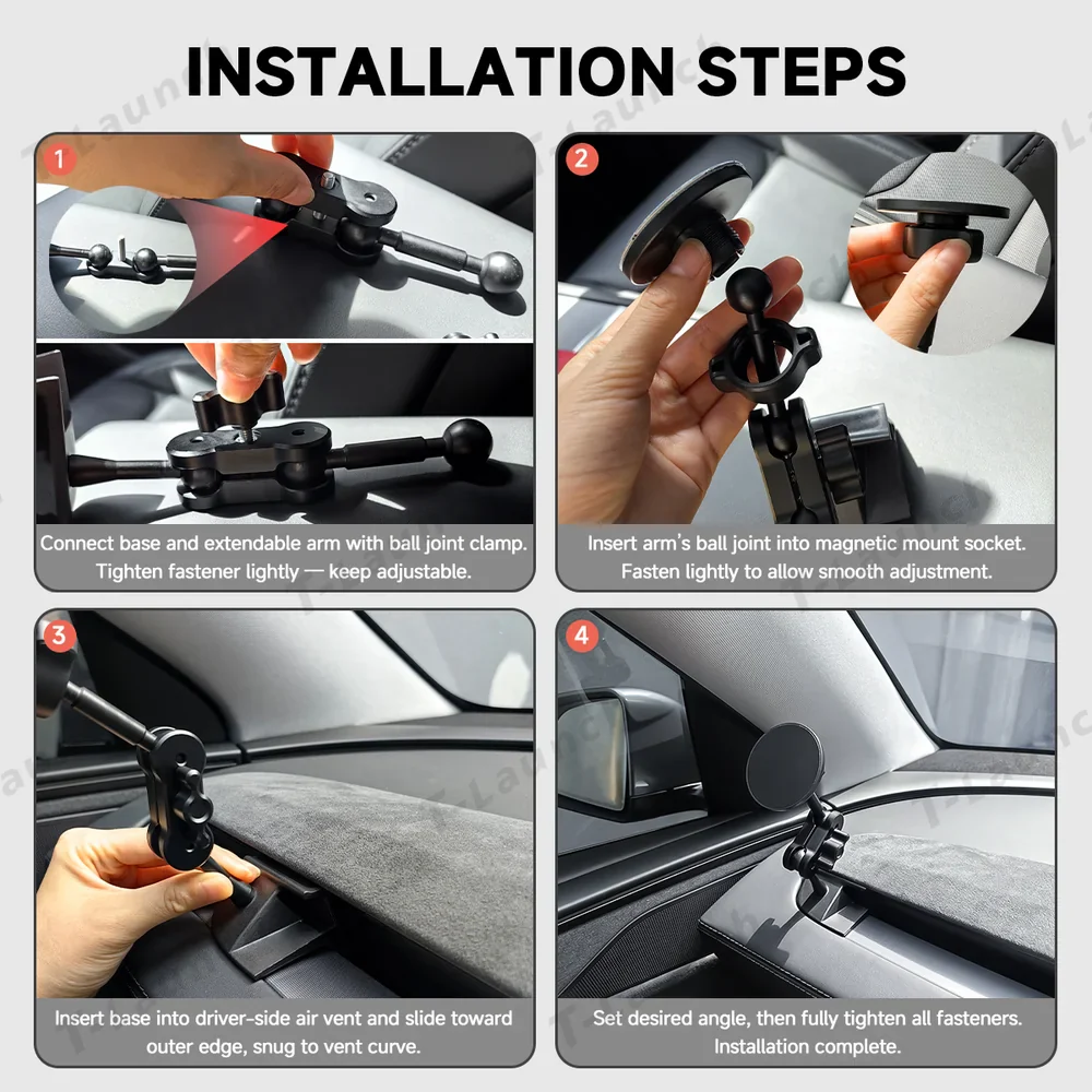 Model Y Juniper/3 Highland Adjustable Magnetic Left Dashboard Phone Holder