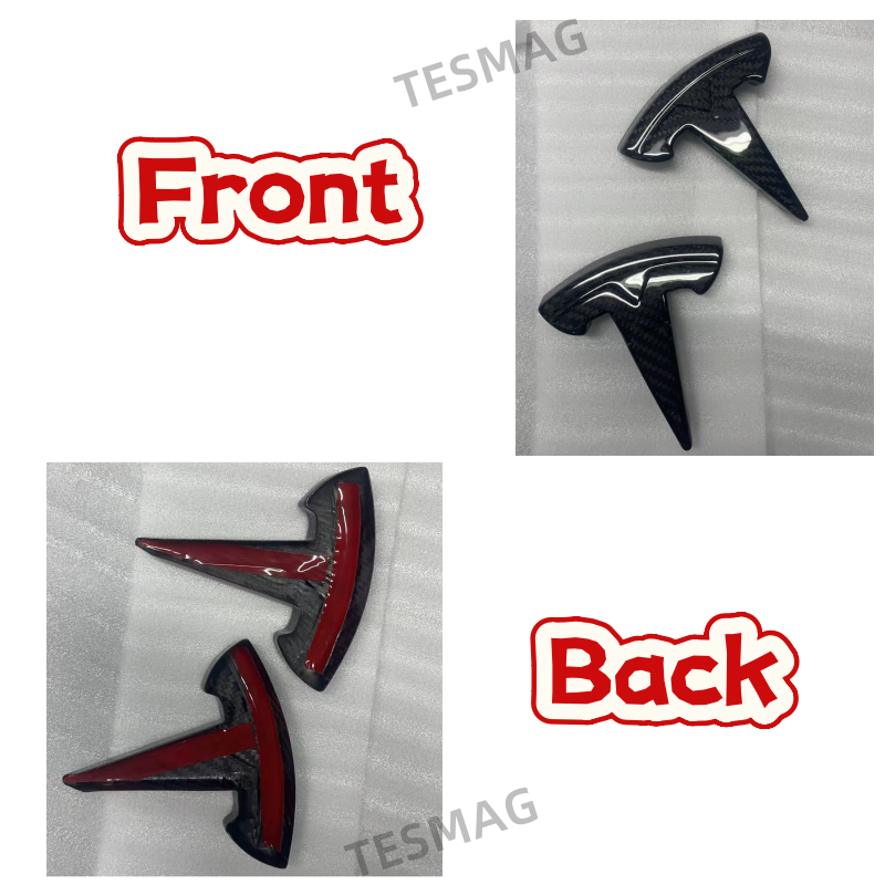Front T Logo Overlay Carbon Fiber Molded for Tesla Model S 2016-2025