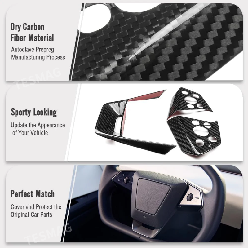 Carbon Steering Wheel Cover Kits for Tesla Cybertruck Cyberbeast 2024+