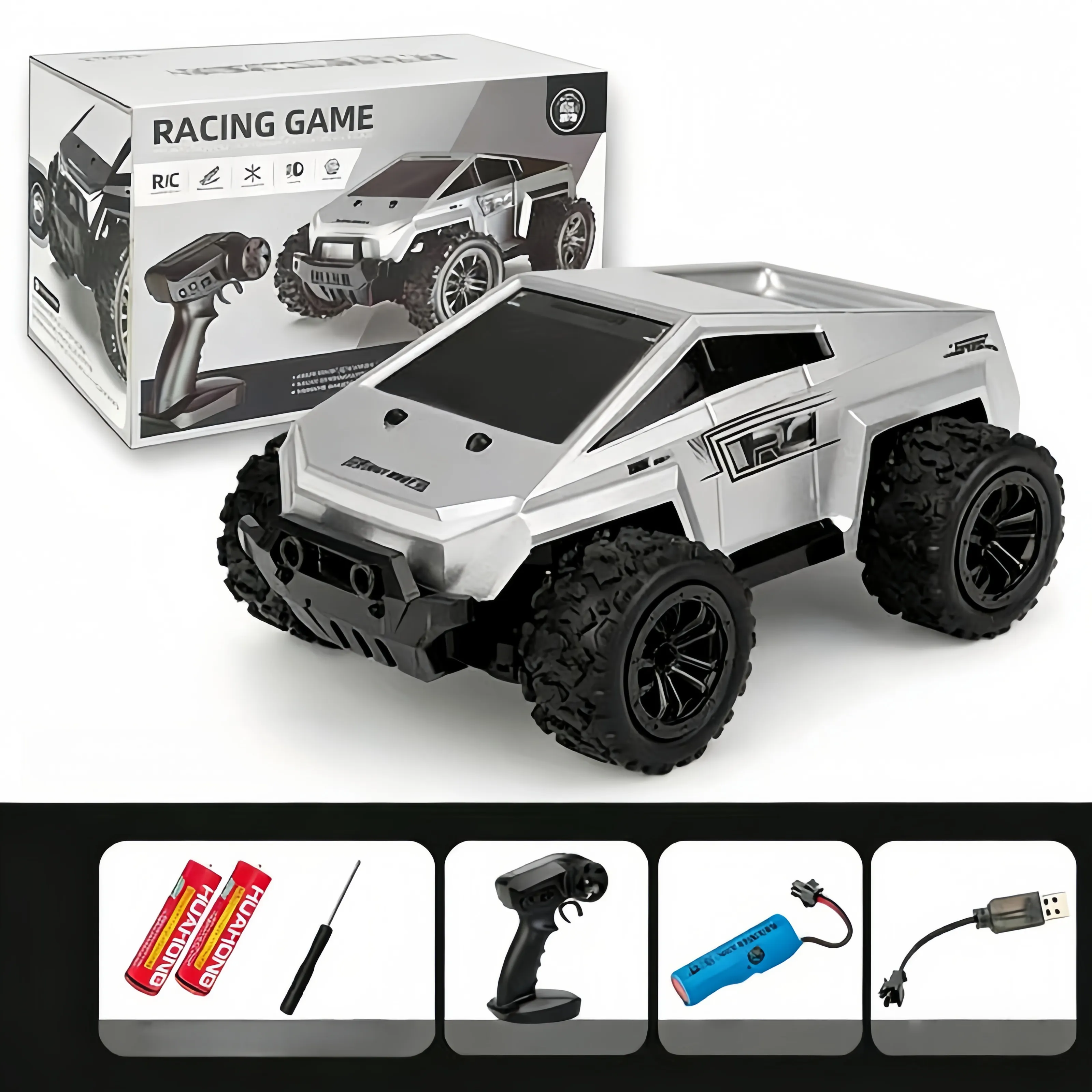 1:20 Scale Electric Tesla Cybertruck Pickup Truck RC Off-Road Car with Realistic Design