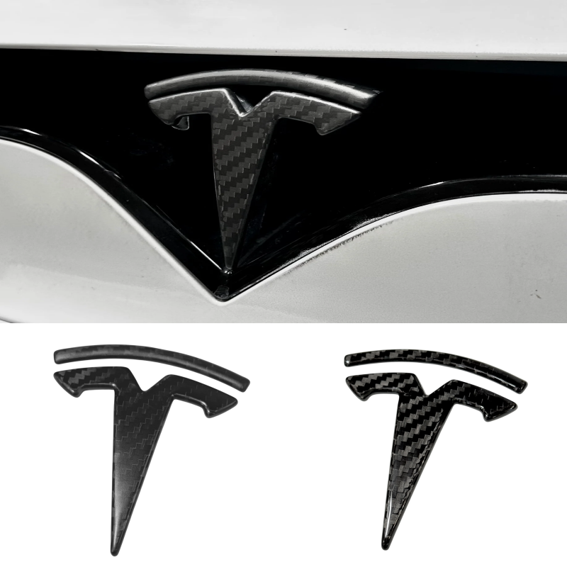 Front T Logo Overlay Carbon Fiber Molded for Tesla Model S 2016-2025