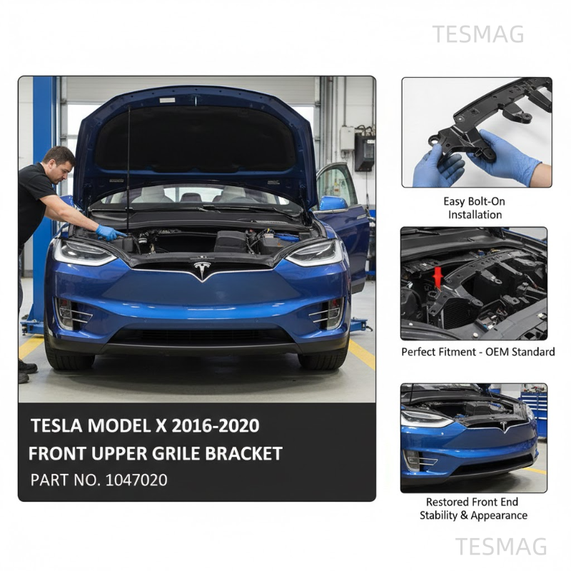 Front Bumper Upper Grille Carrier Mount Support or Tesla Model X 2016-2020 (1047020)