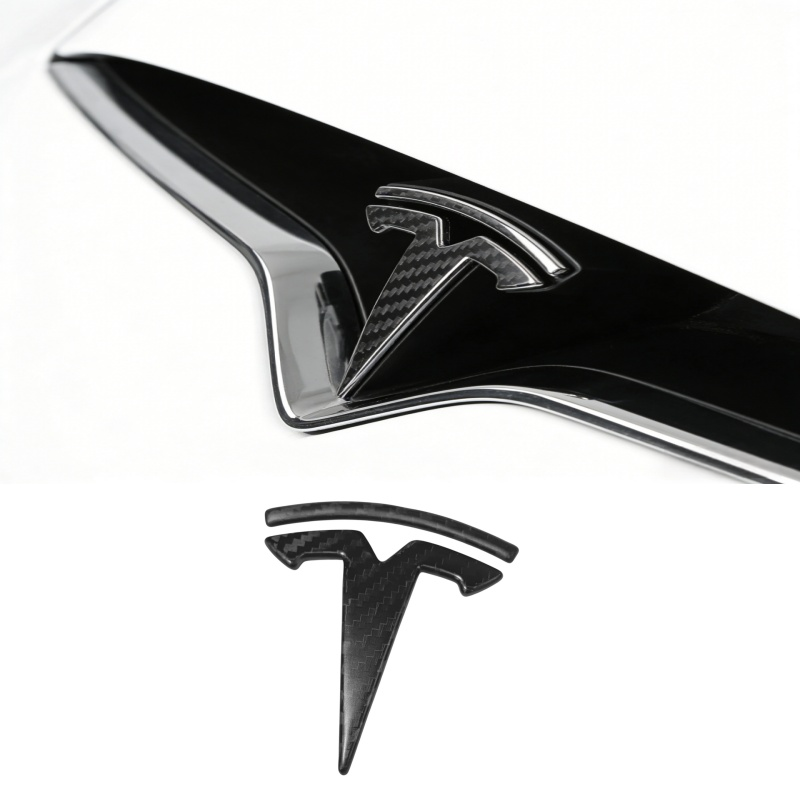 Front T Logo Overlay Carbon Fiber Molded for Tesla Model S 2016-2025