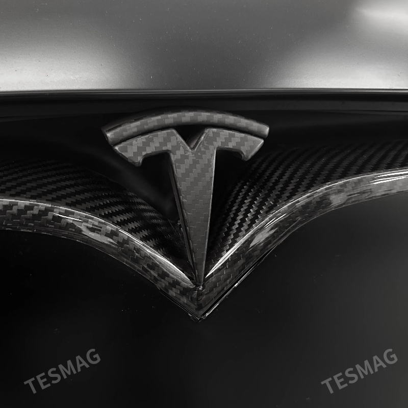 Front T Logo Overlay Carbon Fiber Molded for Tesla Model S 2016-2025