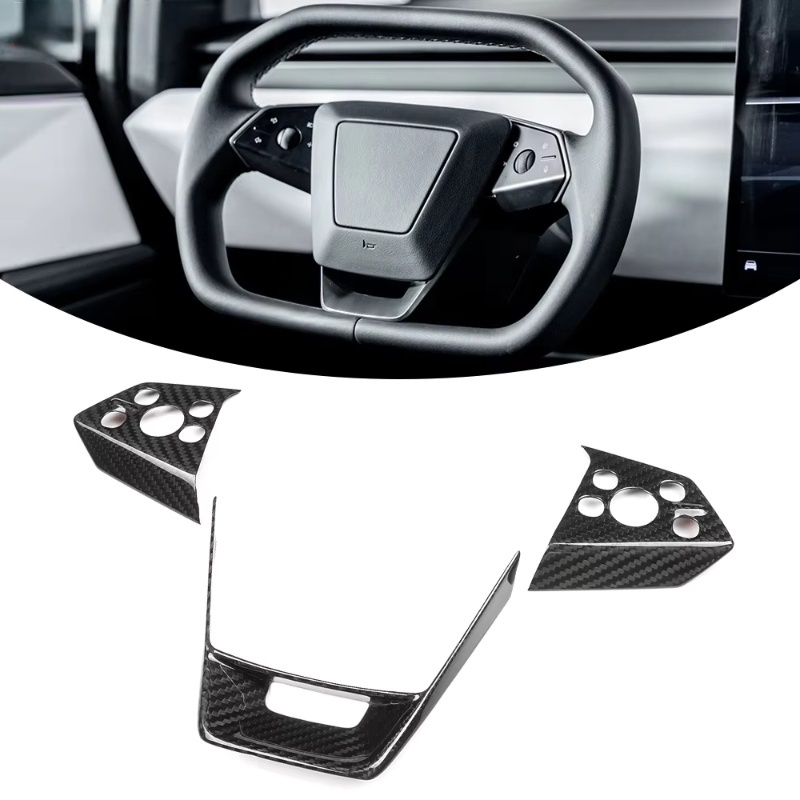 Carbon Steering Wheel Cover Kits for Tesla Cybertruck Cyberbeast 2024+