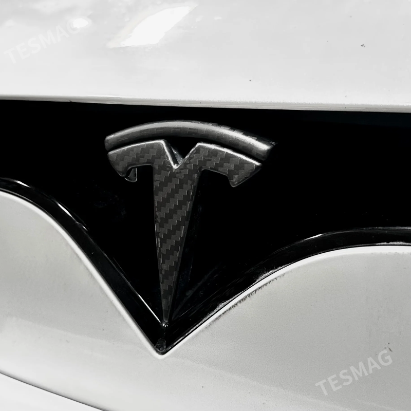 Front T Logo Overlay Carbon Fiber Molded for Tesla Model S 2016-2025