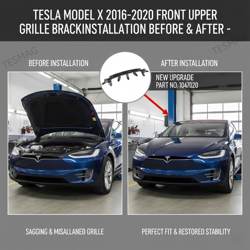 Front Bumper Upper Grille Carrier Mount Support or Tesla Model X 2016-2020 (1047020)