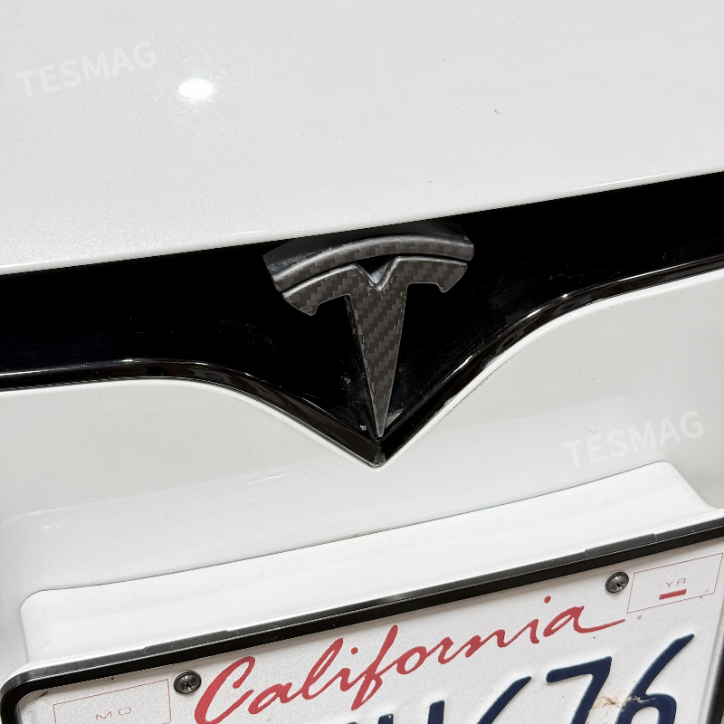 Front T Logo Overlay Carbon Fiber Molded for Tesla Model S 2016-2025