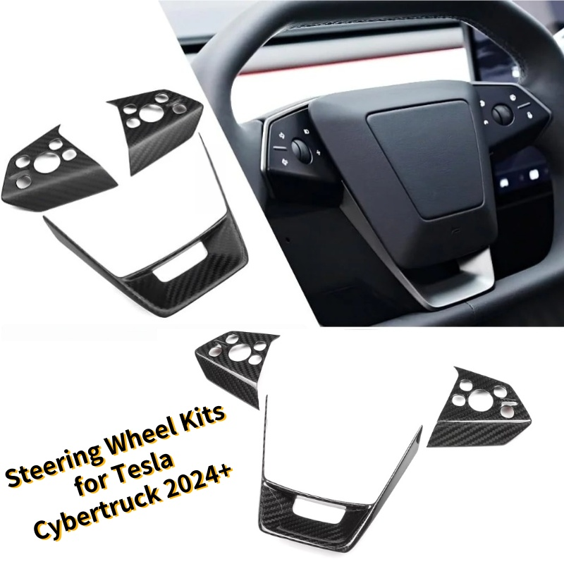 Carbon Steering Wheel Cover Kits for Tesla Cybertruck 2024+