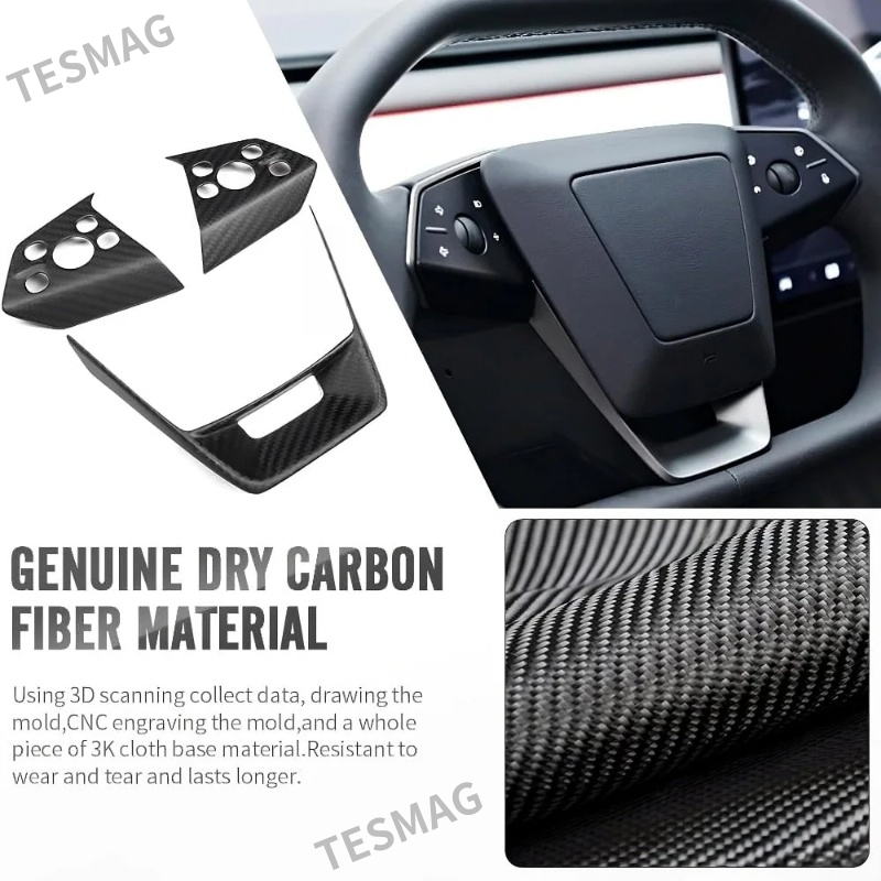 Carbon Steering Wheel Cover Kits for Tesla Cybertruck Cyberbeast 2024+