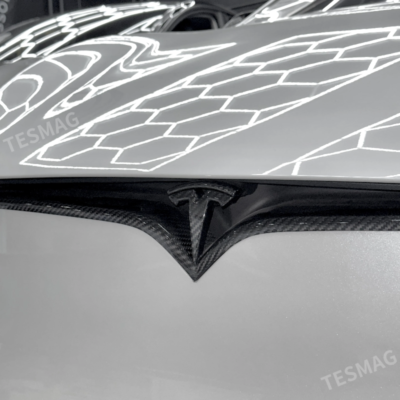 Front T Logo Overlay Carbon Fiber Molded for Tesla Model S 2016-2025