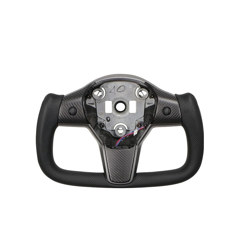 Sporty Perforated Leather Yoke Steering Wheel for Model 3/Y