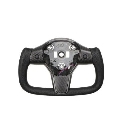 Sporty Perforated Leather Yoke Steering Wheel for Model 3/Y