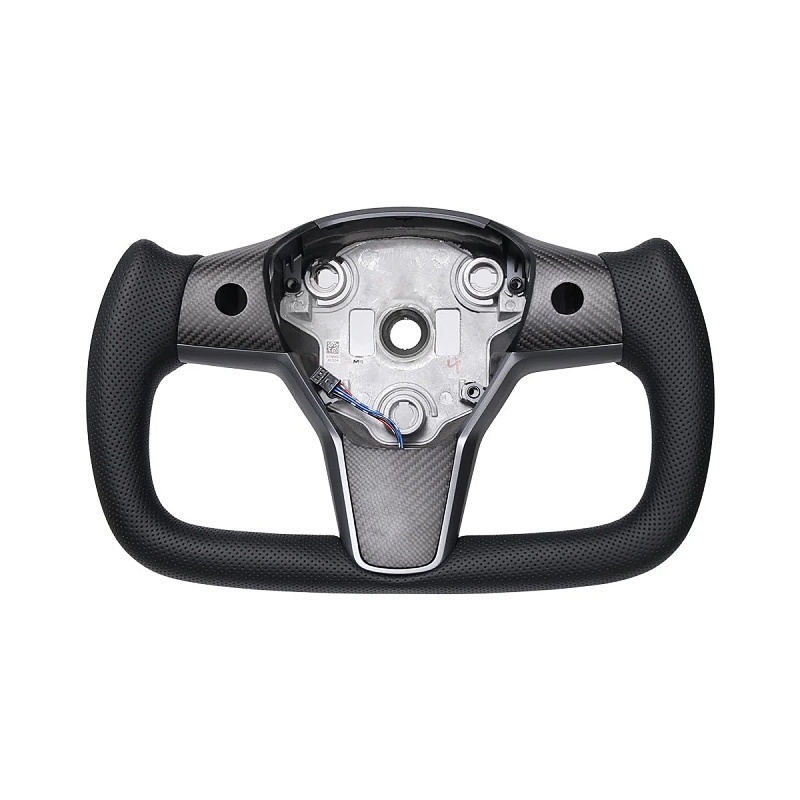 Sporty Perforated Leather Yoke Steering Wheel for Model 3/Y