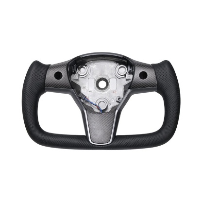 Sporty Perforated Leather Yoke Steering Wheel for Model 3/Y